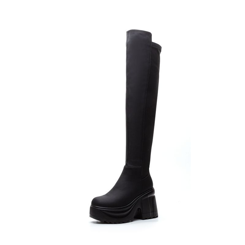 Woman Formal Wear - Женские сапоги до колена на толстой