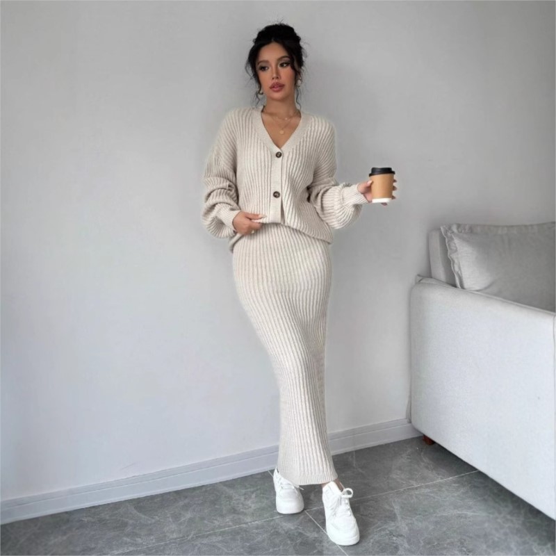 Women'S Formal Wear Cardigan - Женский вязаный свитер, длинная юбка, комплект