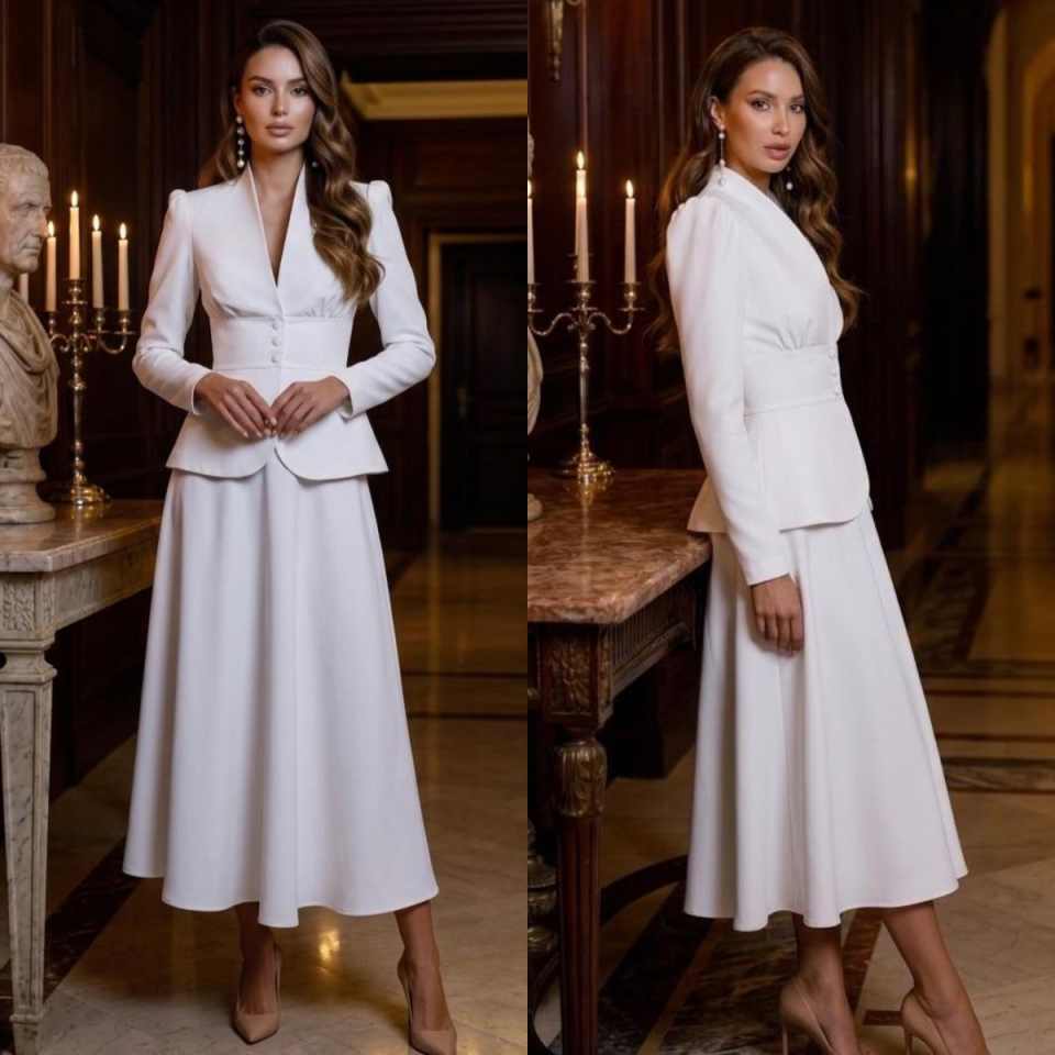 Women Formal Wear Blazer Set - Элегантный женский костюм-двойка: пиджак с острыми